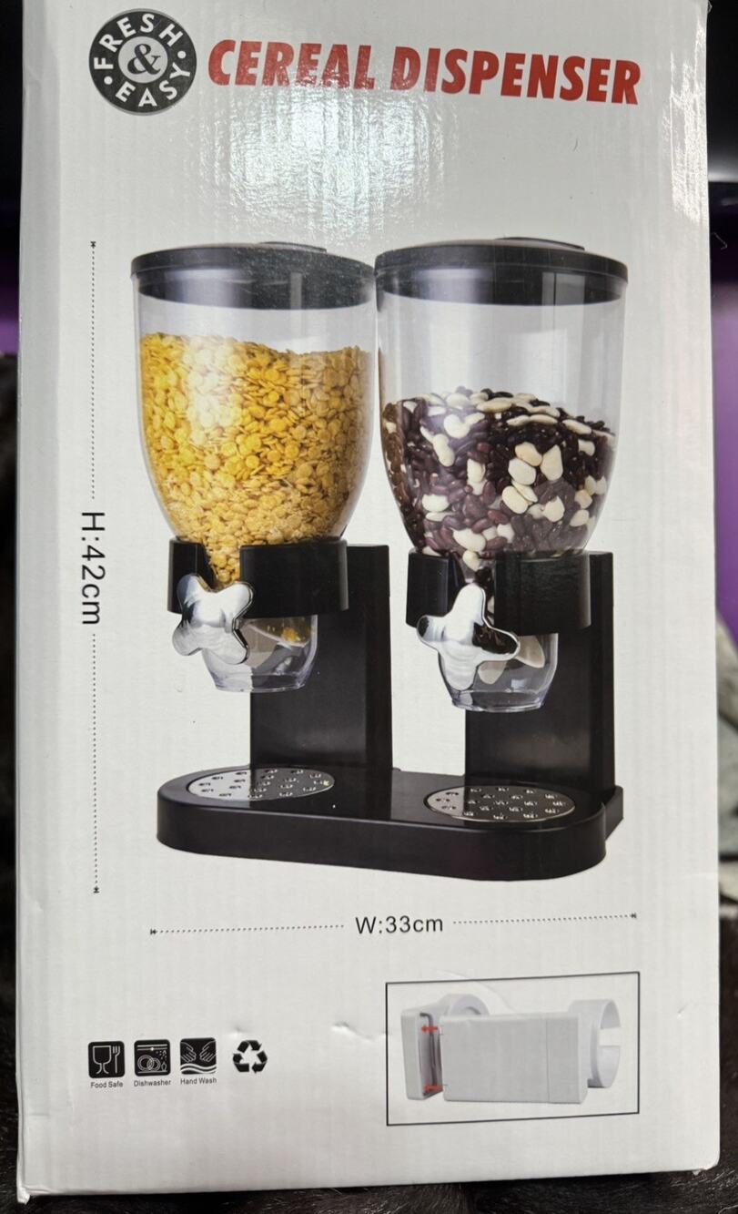 Fresh & Easy Dual Dry Food Cereal Dispenser NEW